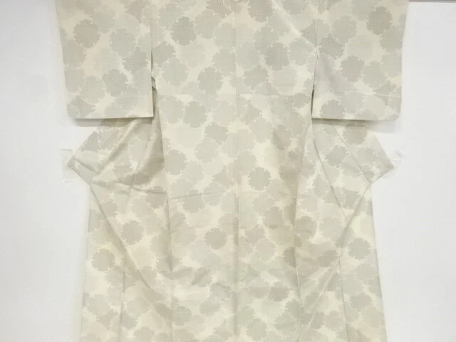 35597# Japanese Kimono / Antique Hitoe Kimono / Tokamachi Tsumugi / Woven Snowfl