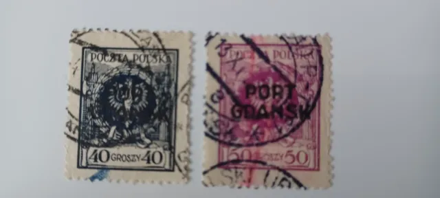 Briefmarken Poczta Polska Port Gdansk 40-50 Gr. gestempelt Danzig