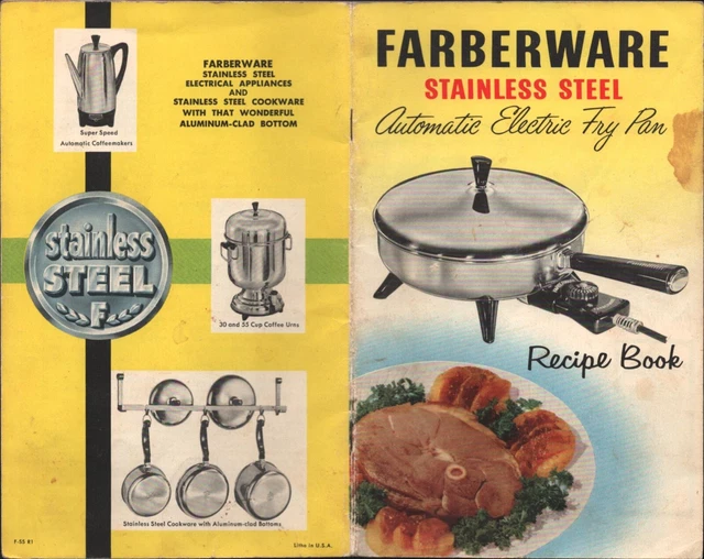 1955 FARBERWARE ELECTRIC FRY PAN vintage advertising cookbook RECIPE