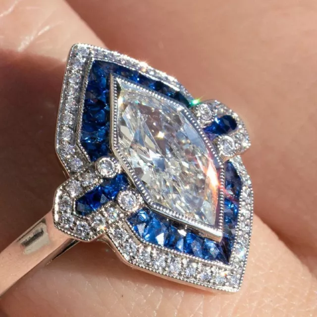 Art Deco 3.77 cts Duchess Cut Lab Created Diamond 1930s Vintage Engagement Ring