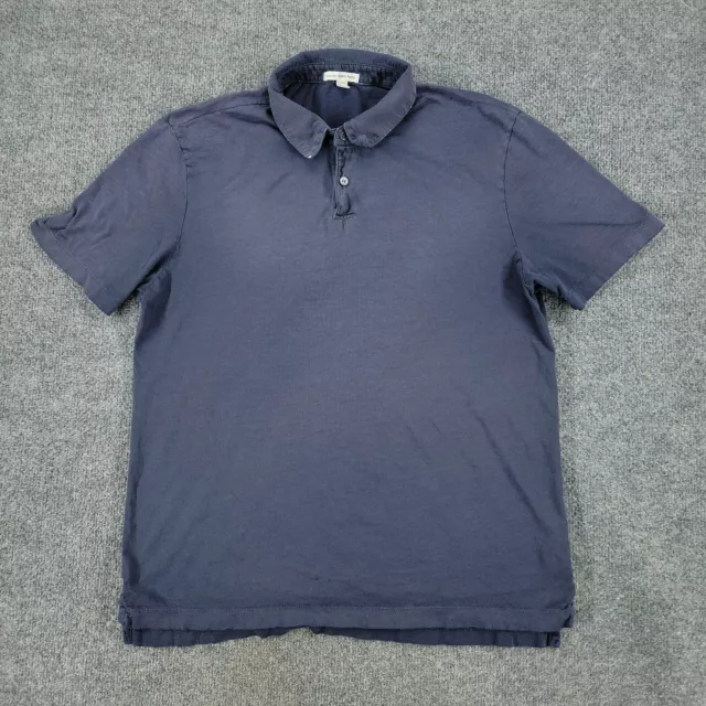 Standard James Perse Polo Shirt Men Size 2 Medium Blue Short Sleeve Pima Cotton