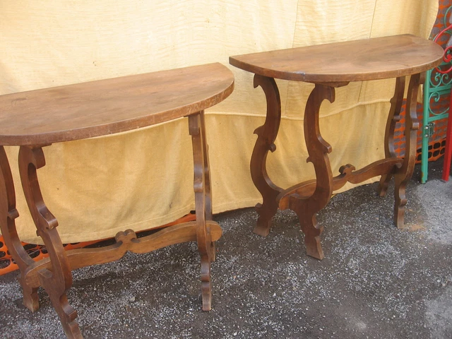 Coppia Console Fratinate Noce Massello - Perfetto Stato - Patina Naturale - 1960