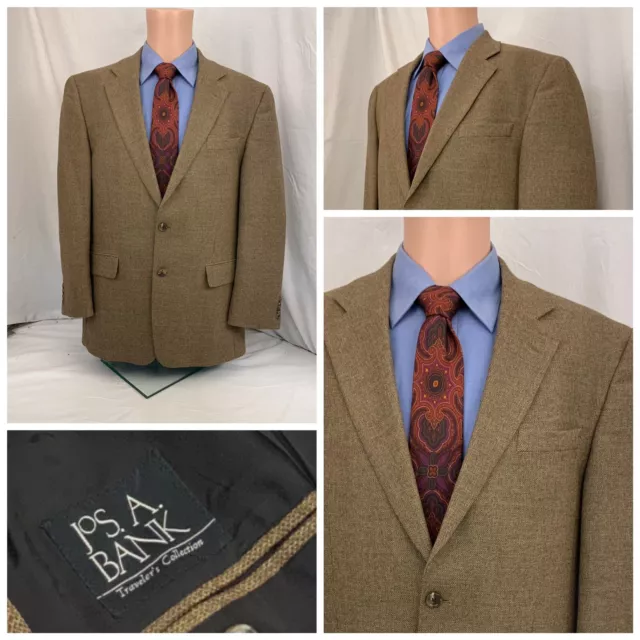 Jos. A. Bank Traveler's Collection Blazer 42R Brown 100% Wool India YGI N2-488