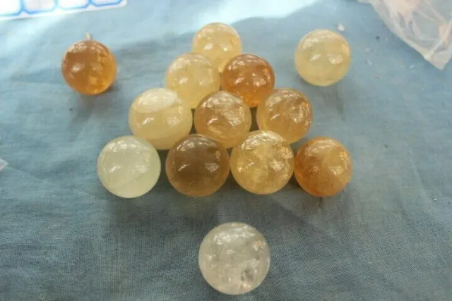 Lot of 12Pcs NATURAL YELLOW CALCITE CRYSTAL SPHERE BALL HEALING