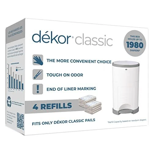 Diaper Dekor Classic Diaper Pail Liner Refills 4 Pack