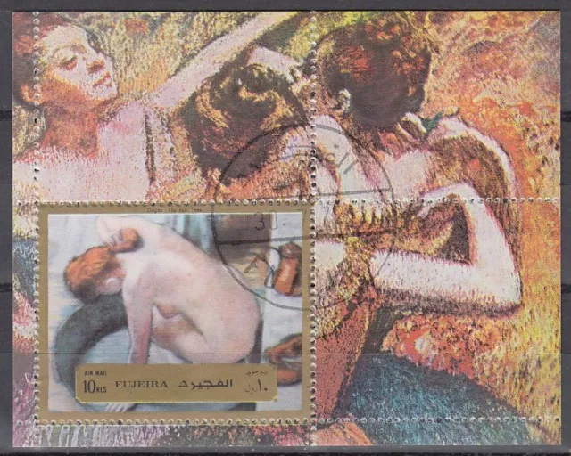 Fujeira 1972 Bl.123 A fine used c.t.o. Gemälde Paintings Akte Nudes Degas