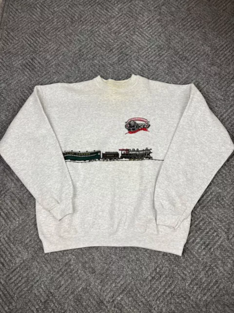 Vintage Grand Canyon Railway Sweatshirt Adult 2XL Gray Wrap Around Pullover Mens