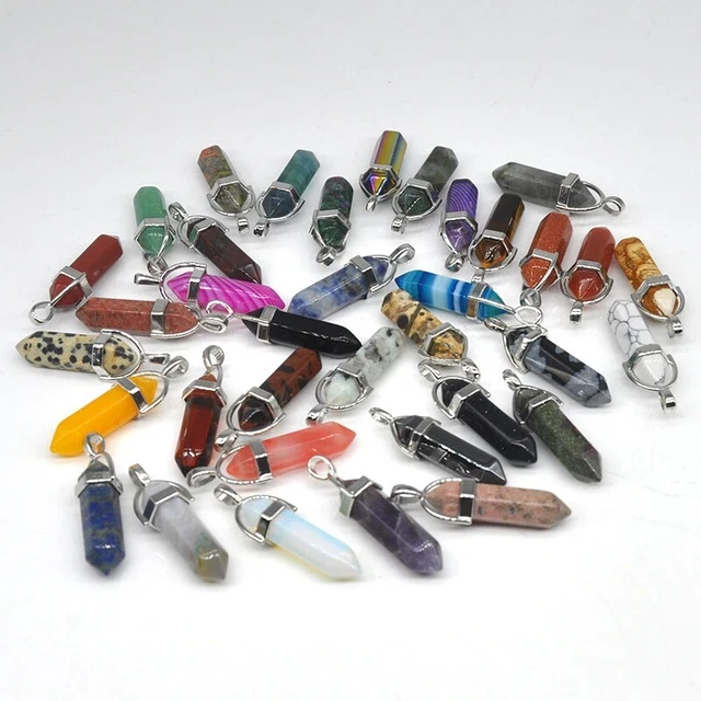 Wholesale 60pcs Assorted Stone Quartz Hexagonal Bracelet Necklace Pendant 5