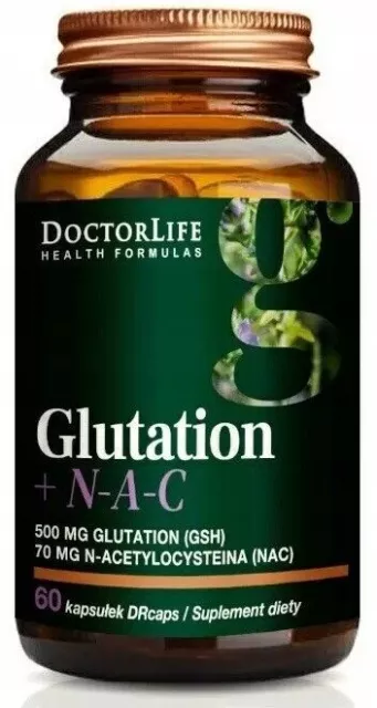 Doctor Life Glutathion 500 mg, NAC 70 mg, 60 Kapseln, Kostenloser Versand !