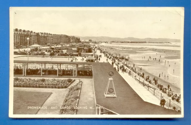 Promenade And Sands Looking W.rhyl.postcard Posted 1939