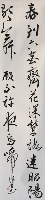 G1627 Japonés Vintage Colgante Rollo Kakejiku Mano Pintura Papel Caligrafía Art