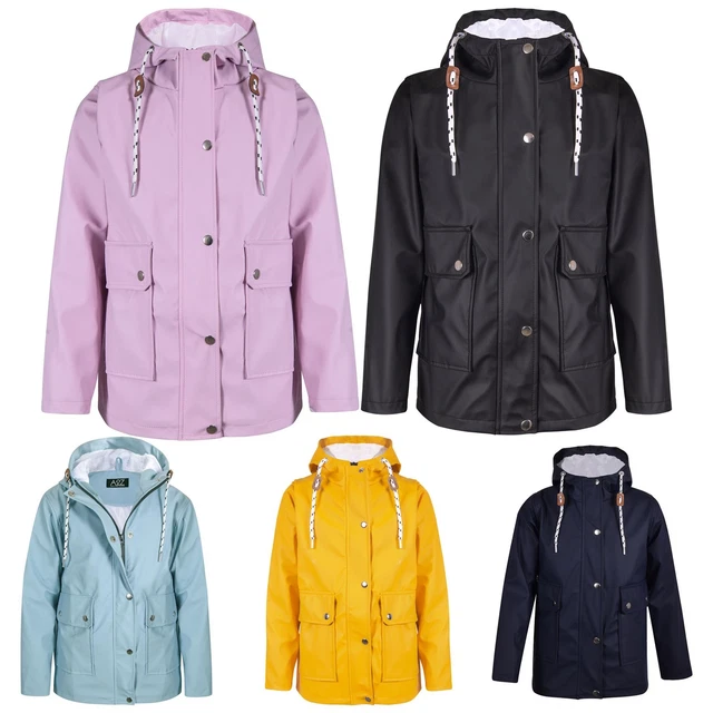 PU Raincoat Jacket Windbreaker Waterproof Parka Hooded For Girls Boys Age 5-13 Y