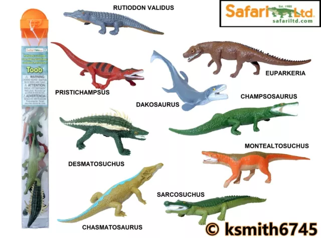 Safari PREHISTORIC CROCODILE TOOB plastic toy sea animal tube BUNDLE of 9