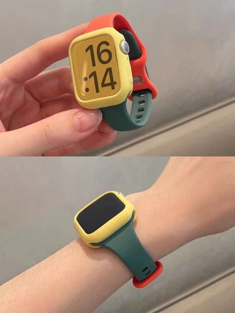 Colorful Twist: Orange and Green Apple Watch Strap - Stylish and Durable