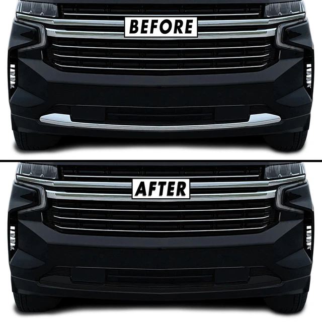 CHROME DELETE BLACKOUT Overlay for 202123 Chevy Tahoe Front Bumper Lip Trim EUR 33,16 PicClick FR