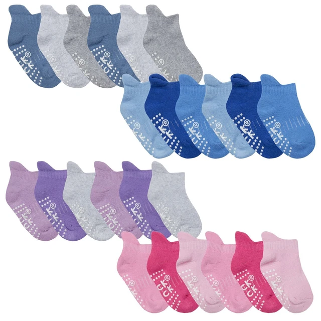 Tick Tock - 12 Pairs Baby Anti Slip Trainer Breathable Liner Socks with Grips