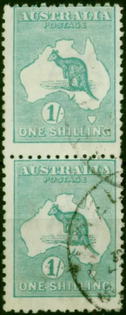 Australia 1920 1s Blue-Green SG40b Die IIb Fine Used Vert Pair