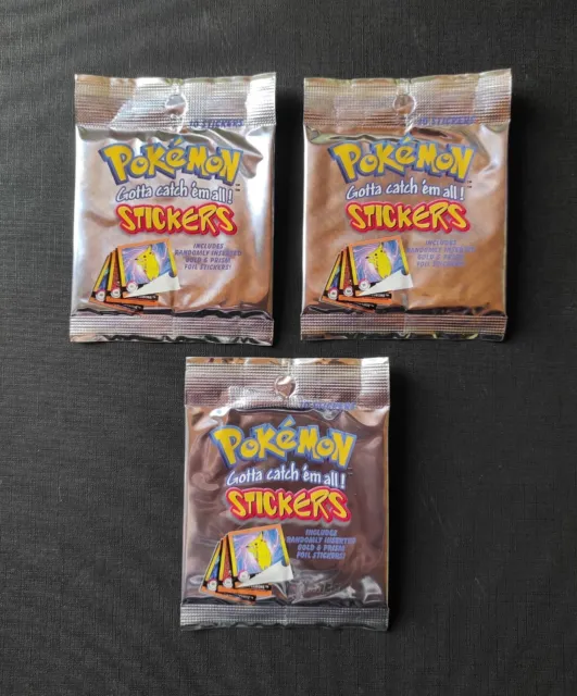 (BOX FRESH) 3x Bustine Pokemon Stickers Serie 1  Artbox 1999 Booster Pack