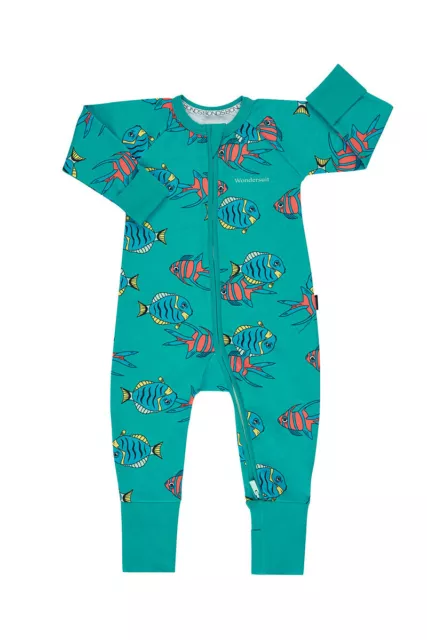 Bonds Baby Long Sleeve Zip Zippy Wondersuit Romper size 0000 000 00 0 1 2 3 Fish