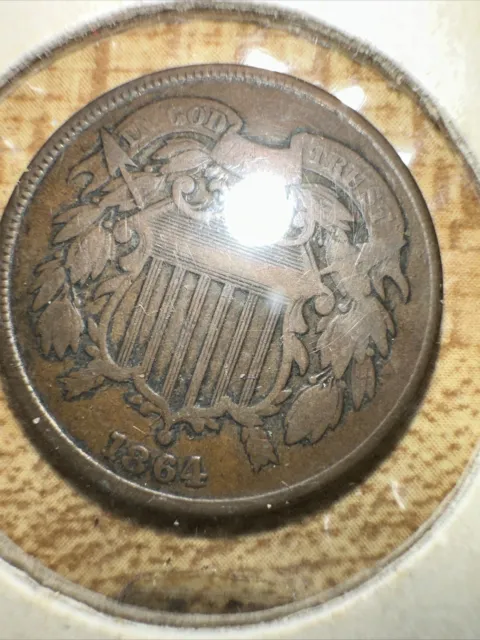 1864 Civil War Era Two Cent Piece Old US Coin Very Nice Condition! Look!