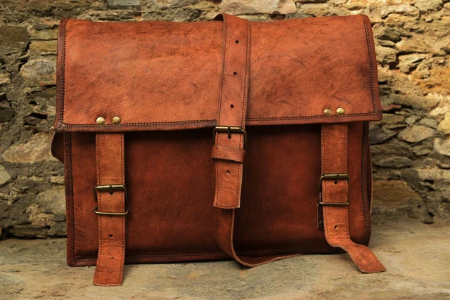 Homme Femme Authentique Vintage 13 " Cuir Messager Épaule Portable Sac Mallette