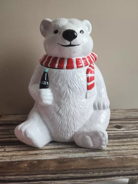 Vintage Coca-Cola Polar Bear Cookie Jar Authorized Collection (1994) With Box