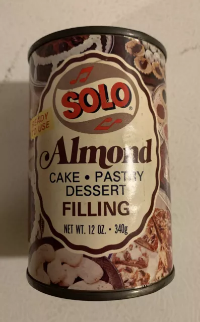 Vintage 1970s Solo Almond Cake Dessert Filling Unopened NOS Full 12 Oz