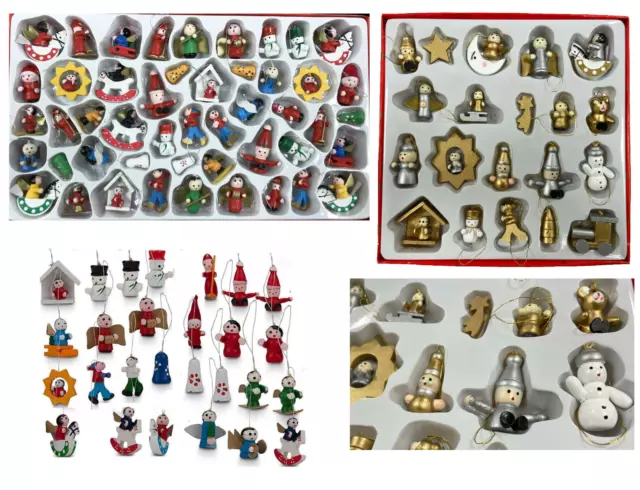 Traditional Wooden Christmas Tree Decorations Nativity Hanging Ornament Xmas Box