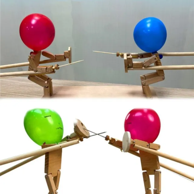 Bataille d’homme en bambou en ballon, marionnettes d’escrime en bois faites  à la main, jeu de bataille de bots en bois pour 2 joueurs, combat de