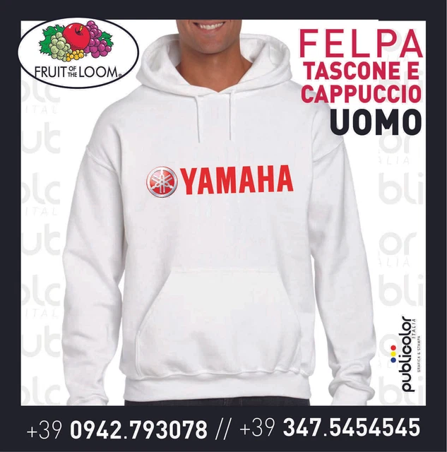 Felpa Cappuccio Tascone Uomo Stampa Yamaha Personalizzata Stampata
