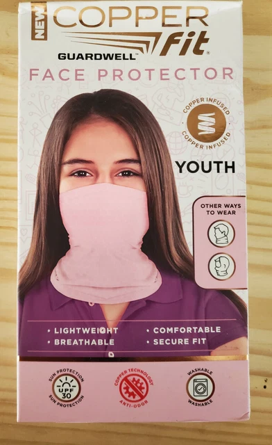 2 - COPPER FIT Face Cover Protector Neck Gaiter Pink Youth Cooling/UPF 30 - NEW!
