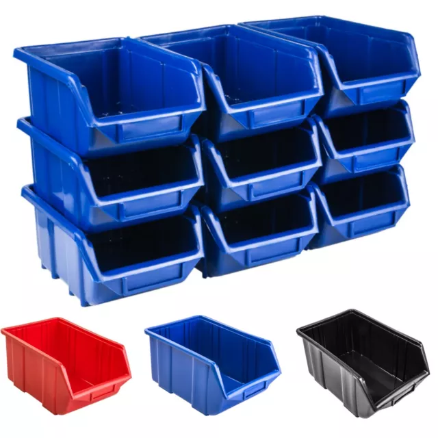 Bekaform Stapelbox 41x34,5x24 cm Aufbewahrungsbox 2 Griffe grau, rot, blau,  grün