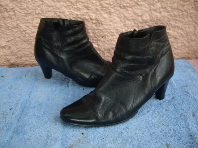 Gabor Black Genuine Leather Zip Up Ankle Boots -Sz German 7.5 Aus 9.5 Vgc