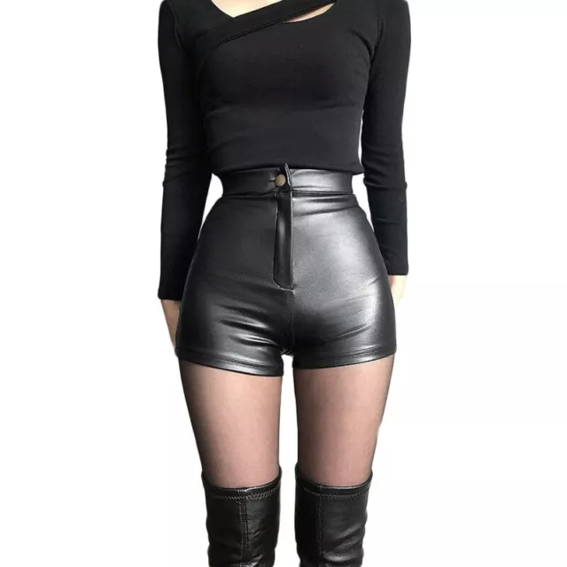 Da Donna Similpelle Pantaloncini Pantaloni Skinny Mini Elasticizzato Clubwear