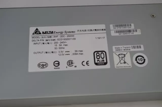 AHF-2DC-2500W Cisco 2500W Platinum Ac Hot Plug Power Supply For UCS5108 Chassis 2