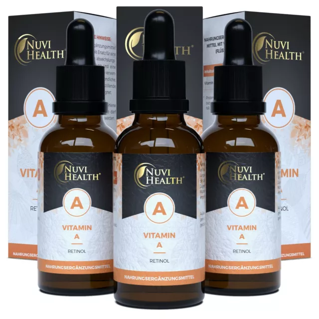 3x 50ml VITAMIN A Retinol  á 5000 I.E = 5100 Tropfen Vegan  - Hochdosiert