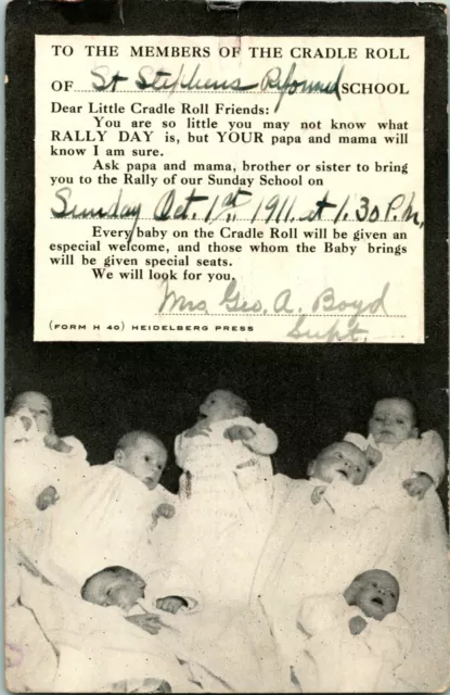 1911 Postcard New Holland / York PA St Stephens Reformed Church School Rally Day