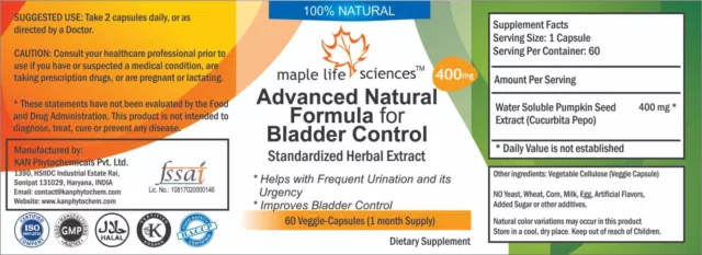 Advanced Natural Formula for Bladder Control  Helps with frequent urination 2