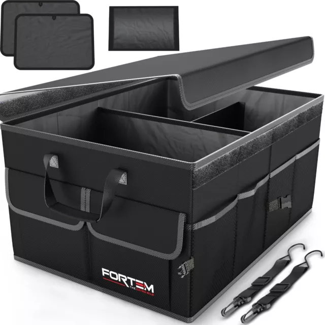 FORTEM Car Trunk Organizer, Collapsible, Multi Compartment, Non Slip Bottom