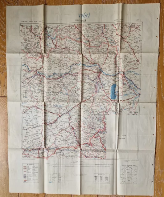 WW2 1944 British Military Map Germany Linz Vienna Austria + Bristol Bath War