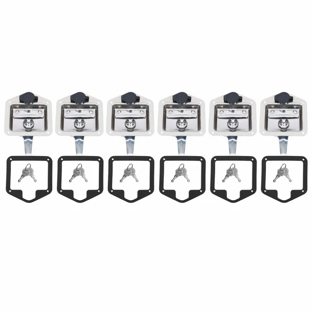 Set of 6 Folding T-handle Tool Box Lock RV Door Latch w/ 12 Keys Stainless Steel