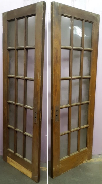 30x84"x2" Antique Vintage Old Wood Wooden Exterior French Door Window Wavy Glass 3