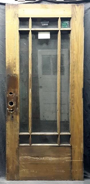 35.5"x83.5"x1.75" Antique Vintage SOLID Wood Wooden Interior Door Beveled Glass