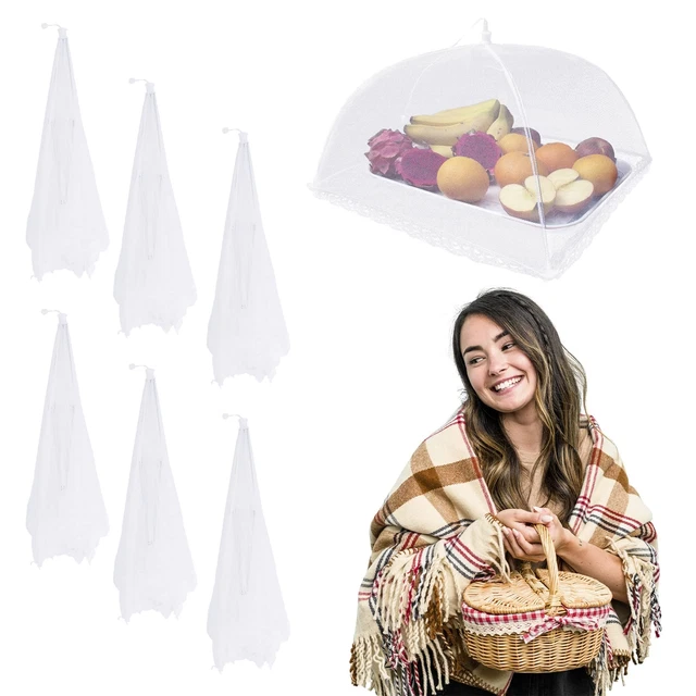 Pop Up Mesh Food Covers for Outdoors, 17 x 17, Pack of 6 White Colla...