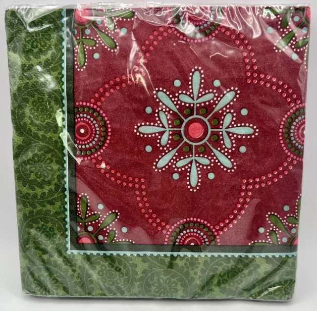 Boho Holiday Red Green Snowflake Winter Christmas Banquet Party Luncheon Napkins