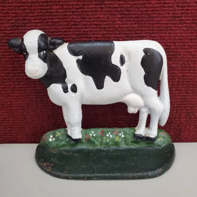 Cast Iron Dairy Farm Cow Doorstop Bookend Barn Farm Animal Pasture Art Vintage