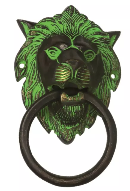 Lion Face Shape Victorian Antique Repro Handcrafted Brass Door Bell Knocker