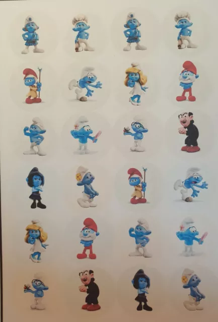 Smurf cake topper 24xEdible precut cupcake topper