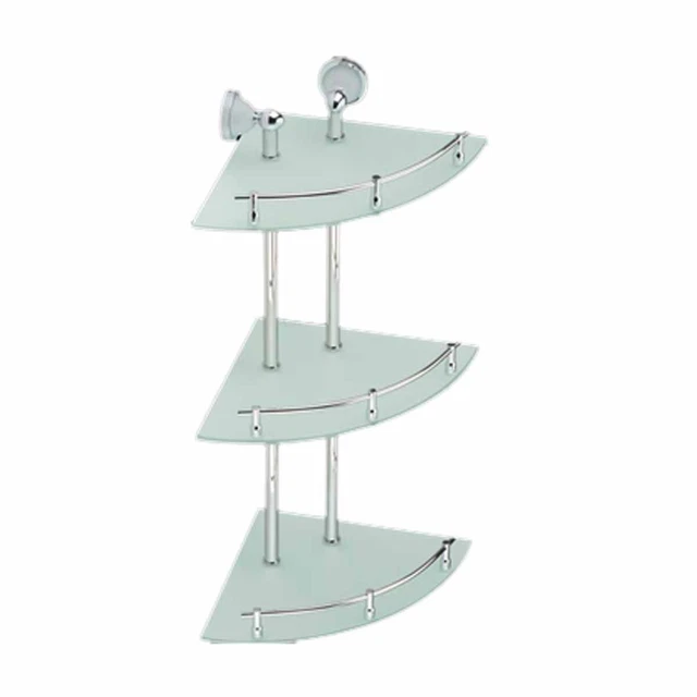 Corner Glass Shelf Triple Tiers Frosted Wall Storage Holder | Renovator's Supply