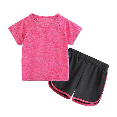 TiaoBug Kinder Zweiteilige Sportanzug Kurz Trainingsanzug T-Shirt mit Shorts Set